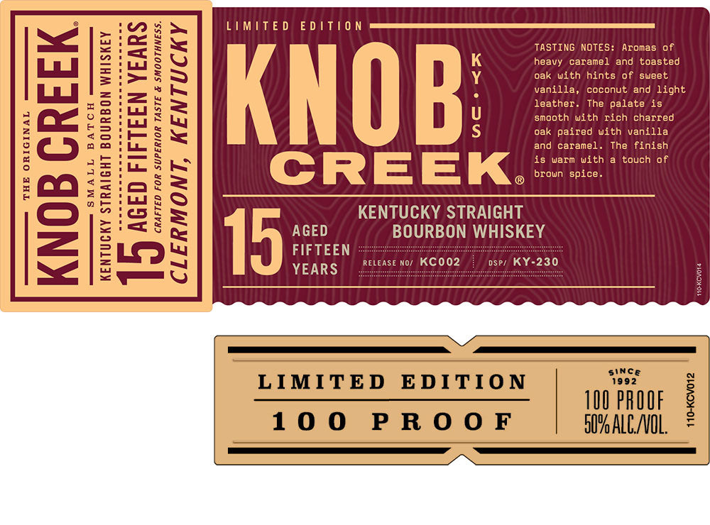 Knob Creek Bourbon 15 year Limited Edition Release No. KC 002 100 Proof - Flask Fine Wine & Whisky