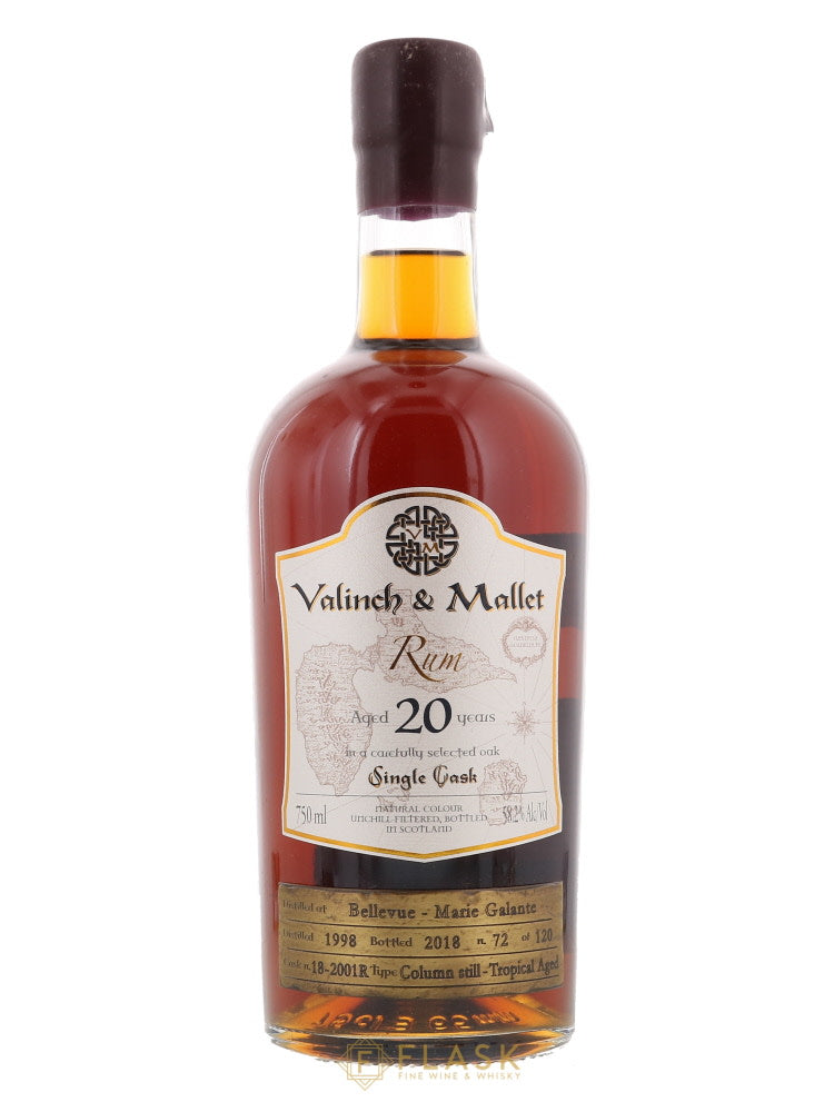 Bellevue 20 Year Old 1998 Valinch & Mallet Exclusive Single Barrel Cask Strength Guadeloupe Rum (Damoiseau) - Flask Fine Wine & Whisky