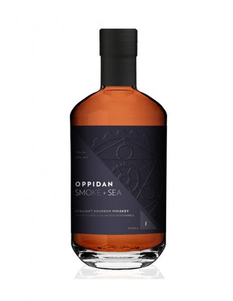 Oppidan Smoke & Sea Straight Bourbon Whiskey French Oak & Islay Scotch Barrels - Flask Fine Wine & Whisky